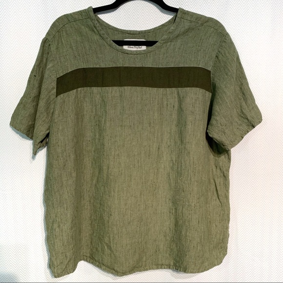 Flax Tops - Flax  Linen Boxy Short Sleeve Top Size Small